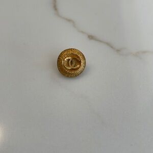 Chanel Gold Textured CC Round Button